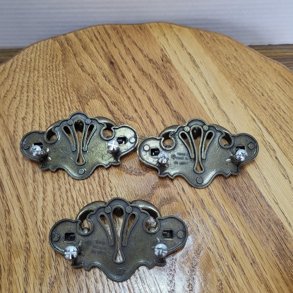 VTG Set Of 3 Brass Drop Bail Drawer Pull Cont B BFC 20611 Handle Hardware - Picture 6 of 8